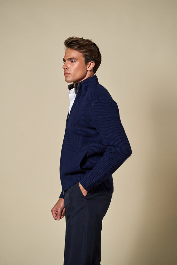Genuine Fur Collar Blouson | Navy