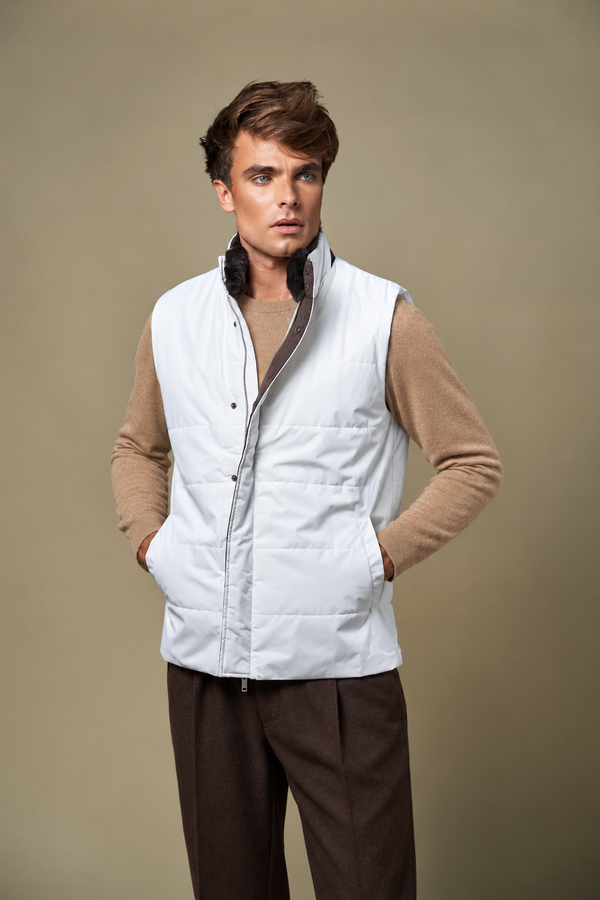 Fur Collar Gilet | White