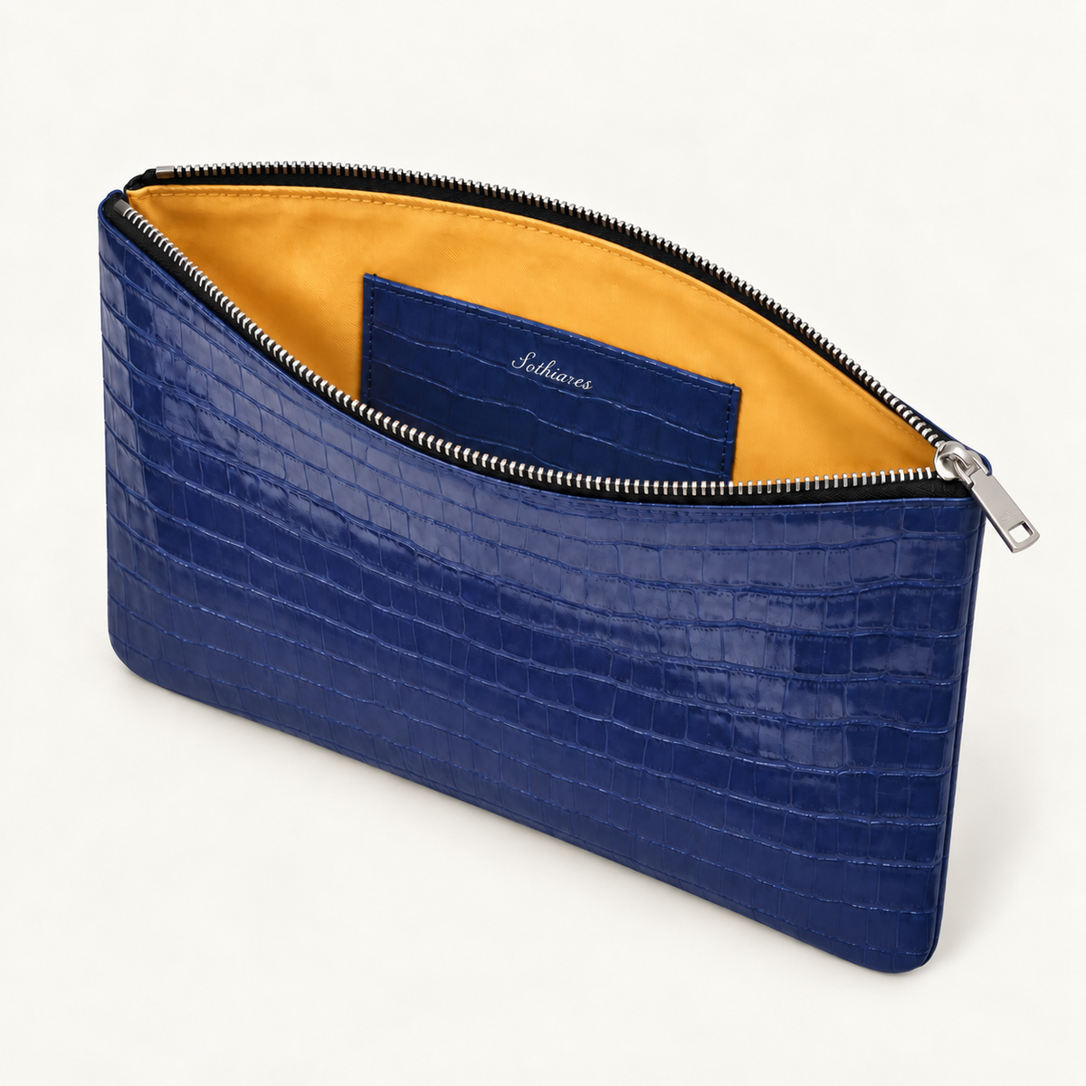 Crocodile Embossed Pouch | Navy
