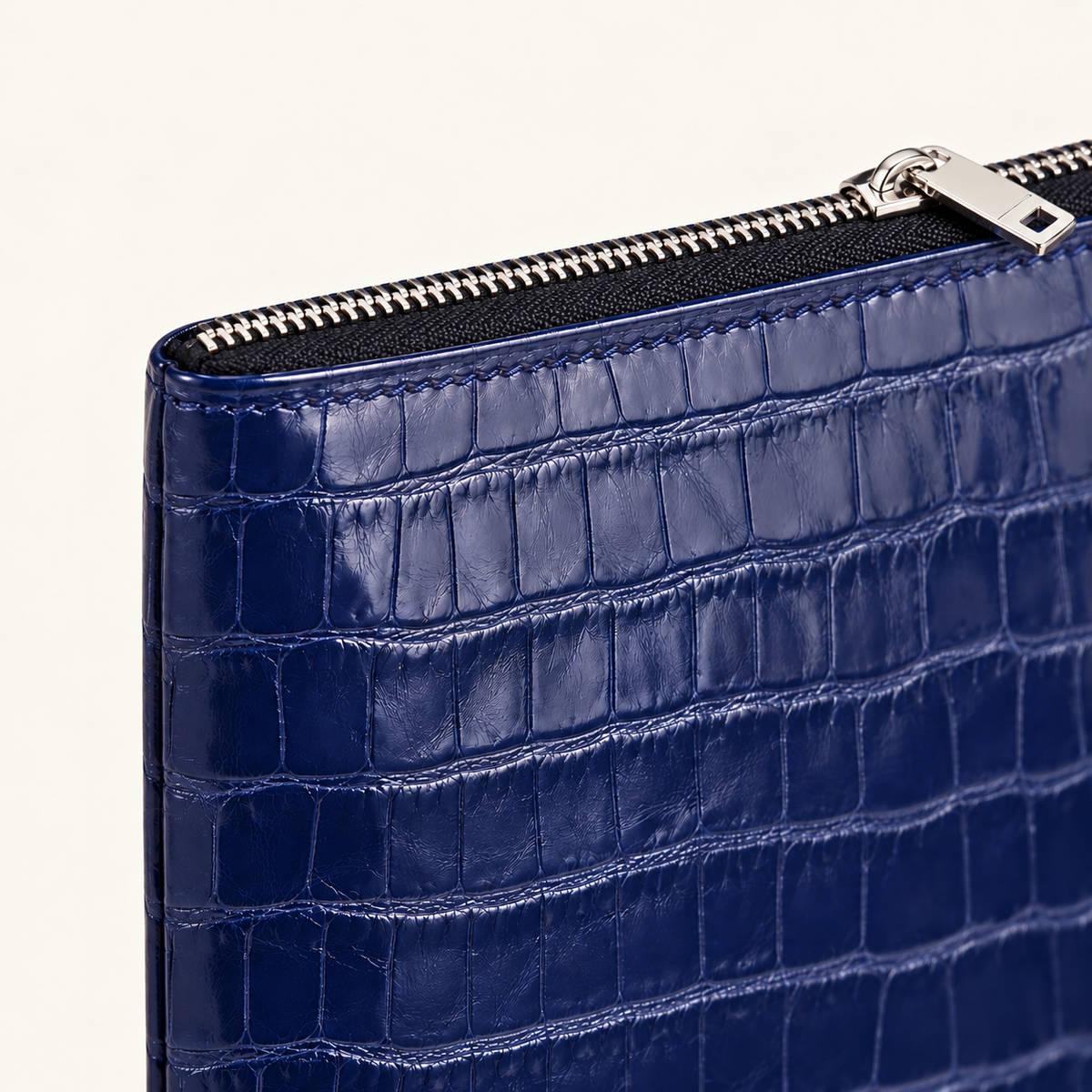 Crocodile Embossed Pouch | Navy
