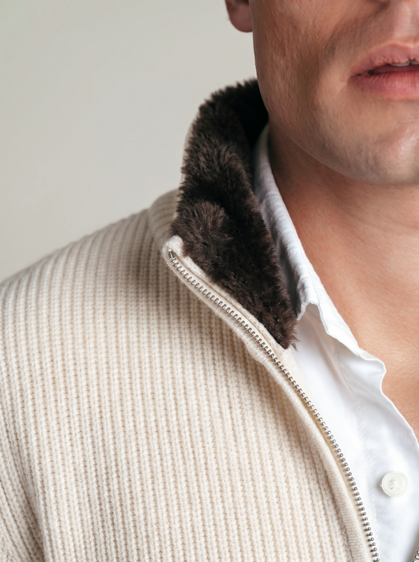 Fur Collar Wool Blouson | Beige
