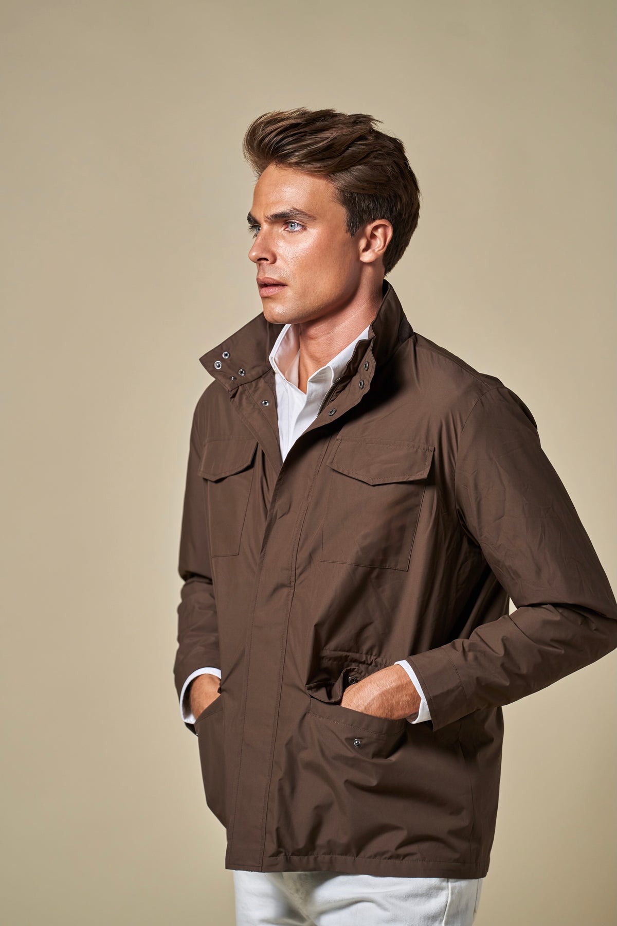 Technical Fur Collar Field Jacket | Brown