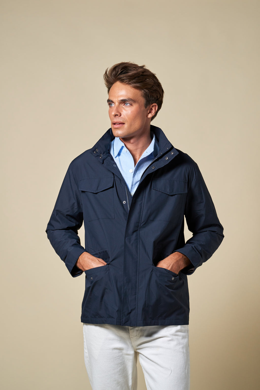 Technical Fur Collar Field Jacket | Navy