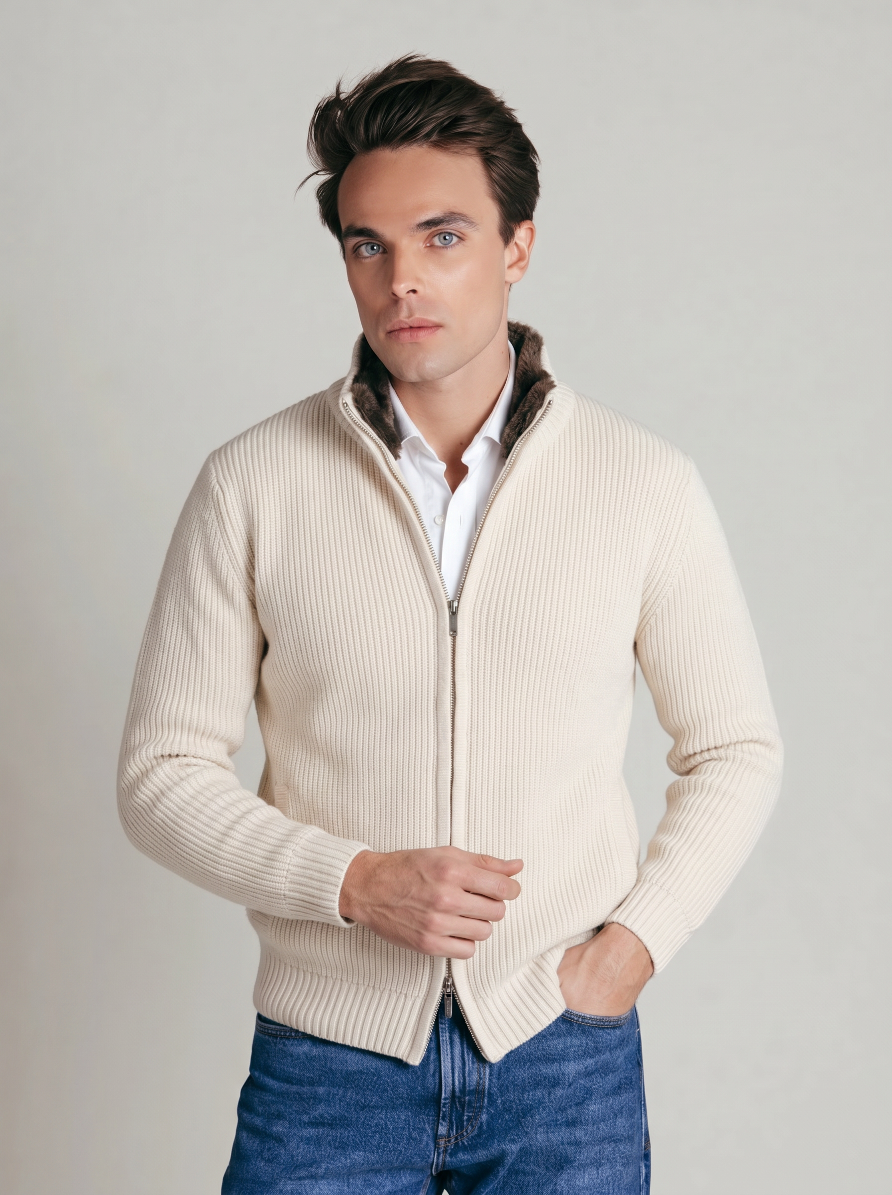 Fur Collar Wool Blouson | Beige – Sothiares