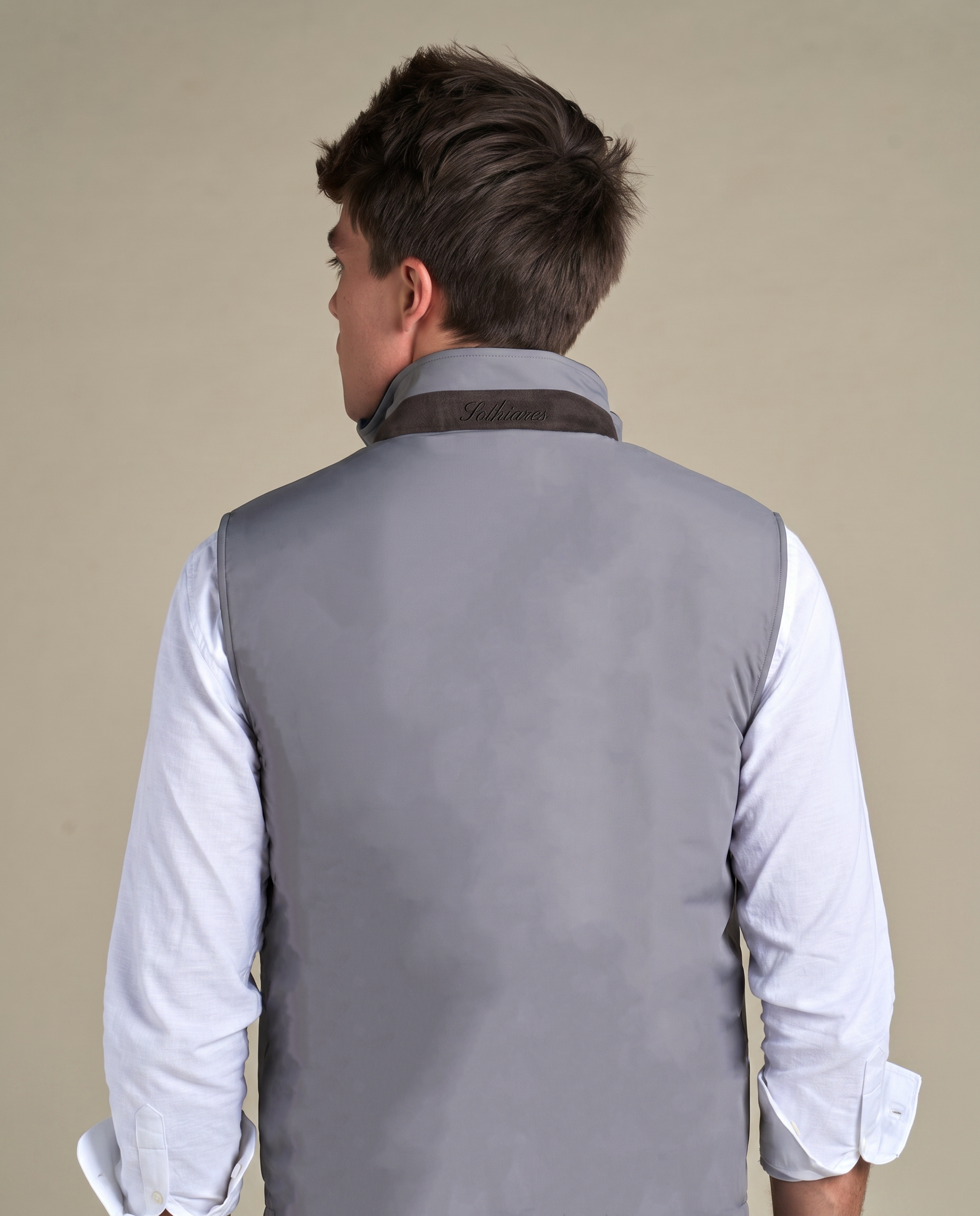 Reversible Wool Gilet | Navy/Grey