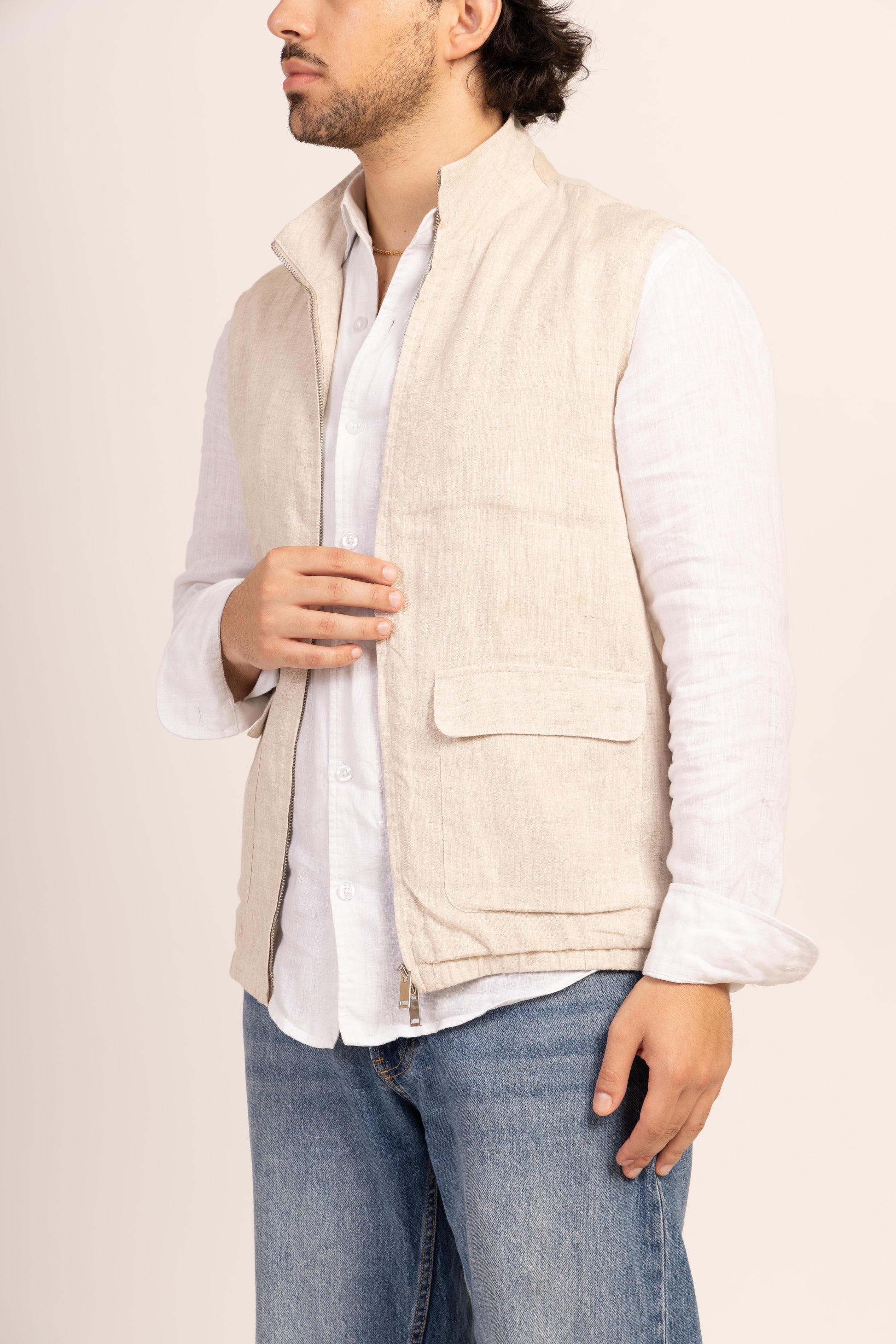 Beige Linen vest