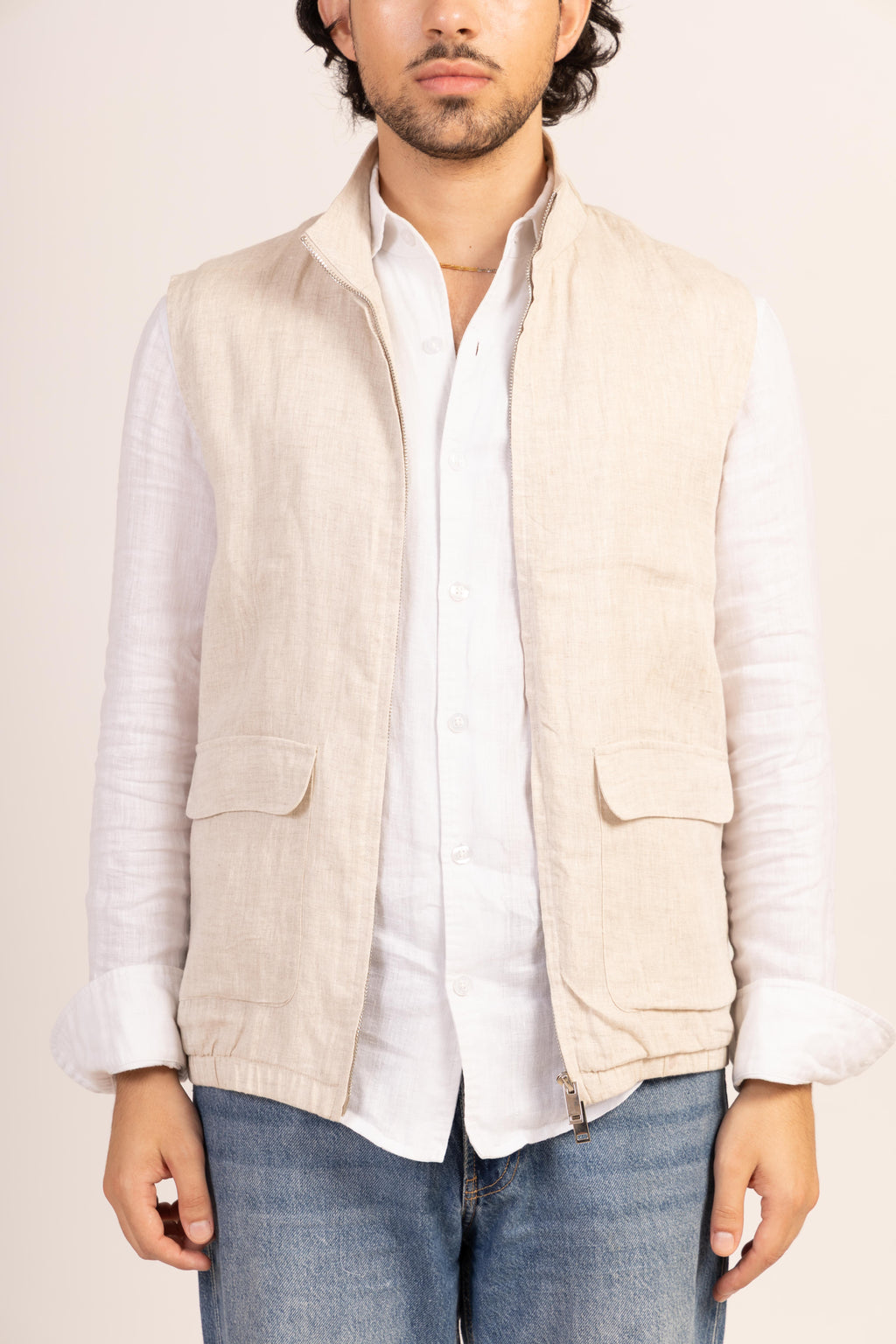 Beige Linen vest