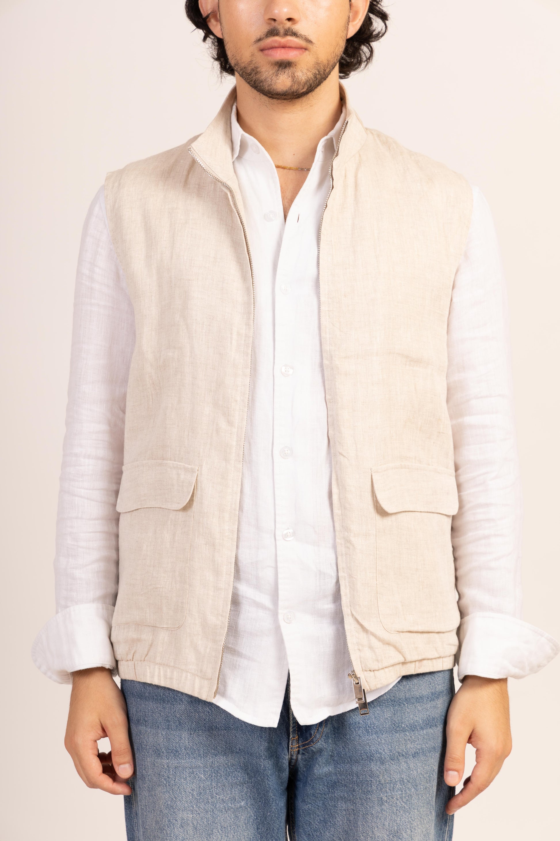 Beige Linen vest