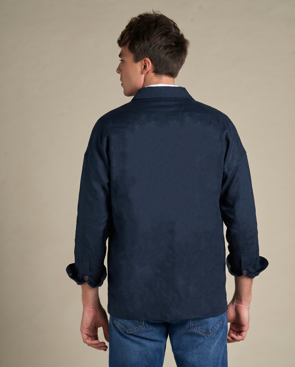 Linen Resort Overshirt | Navy