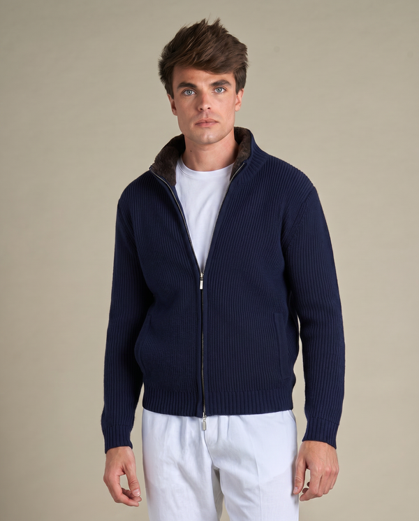 Fur Collar Wool Blouson | Navy