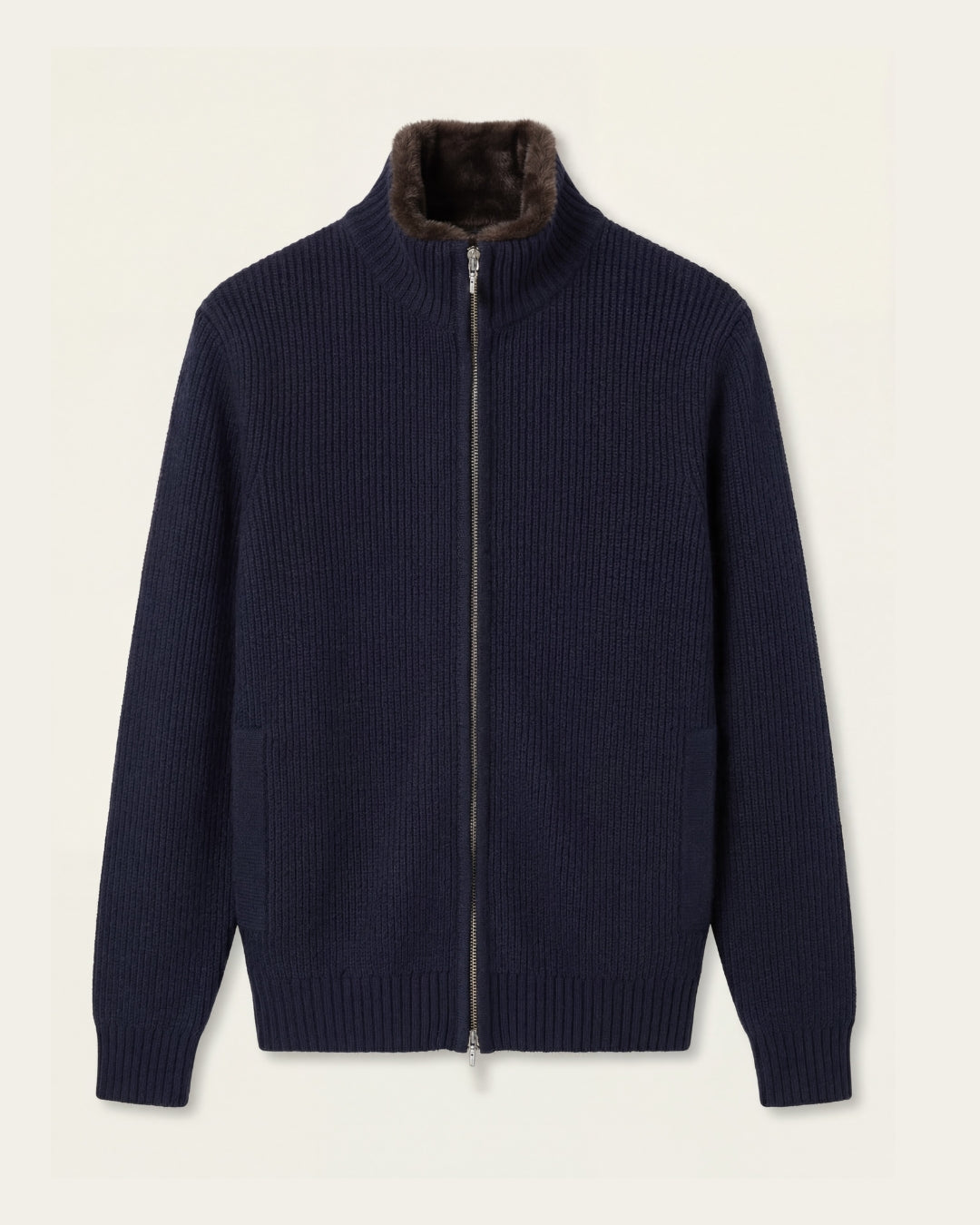 Navy Fur Lined Cardigan – Sothiares