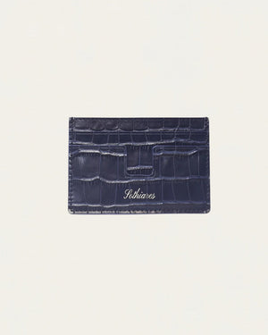 Crocodile Embossed Cardholder | Navy
