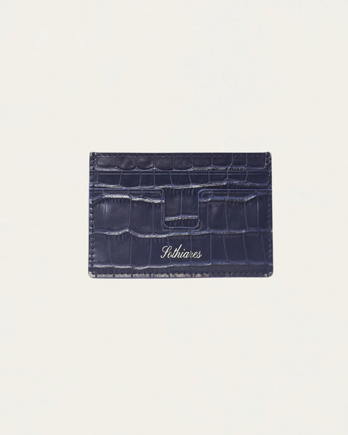 Crocodile Embossed Cardholder | Navy