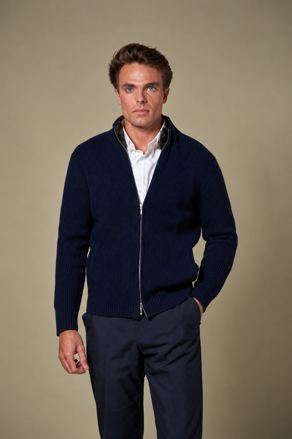 Genuine Fur Collar Blouson | Navy