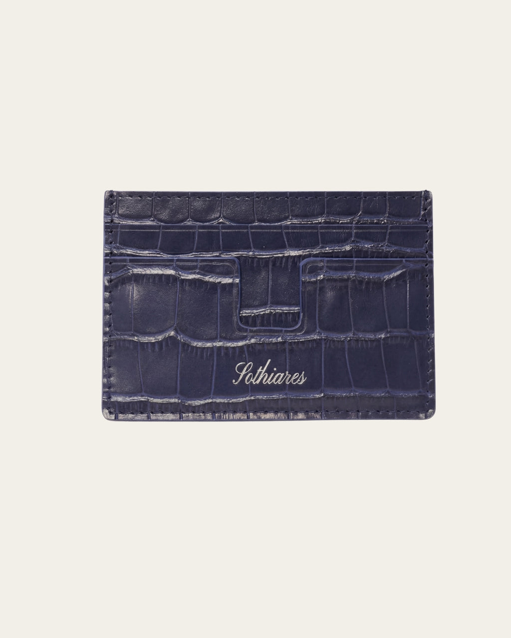 Crocodile Embossed Cardholder | Navy