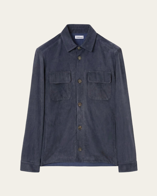 Faux Suede Overshirt | Navy