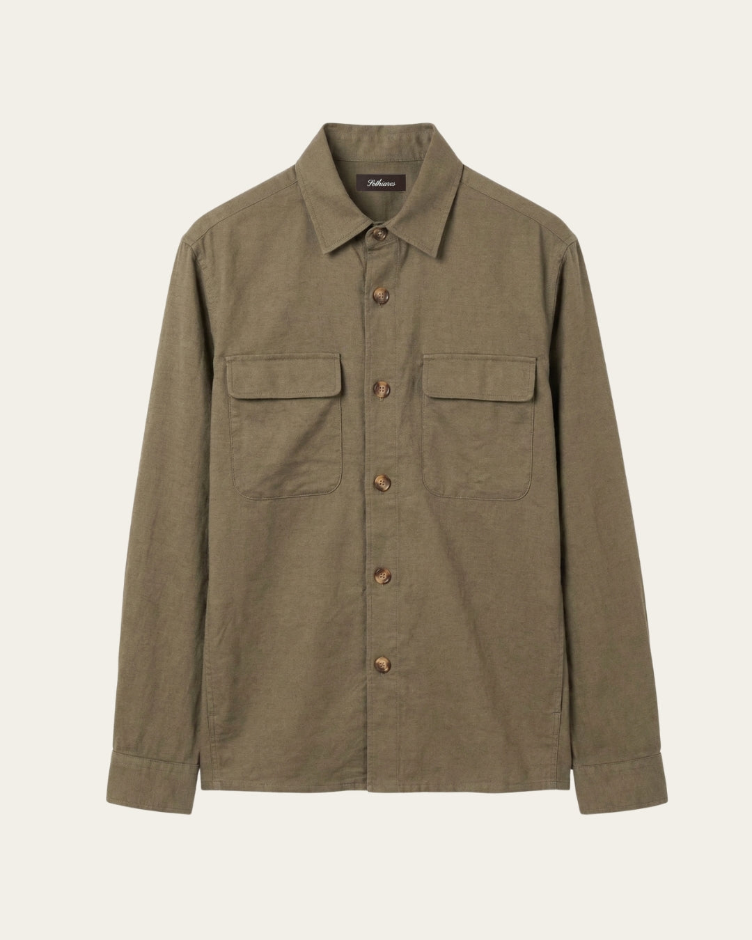 Military Green Linen Overshirt