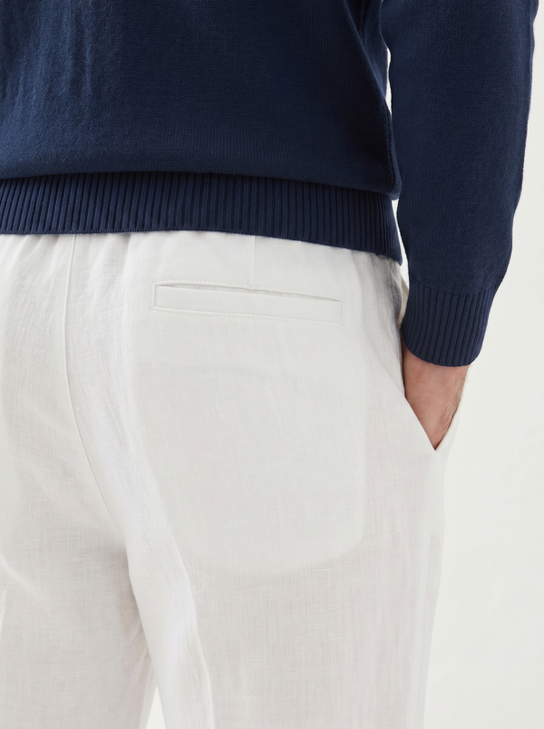 Straight Leg Linen trousers | White