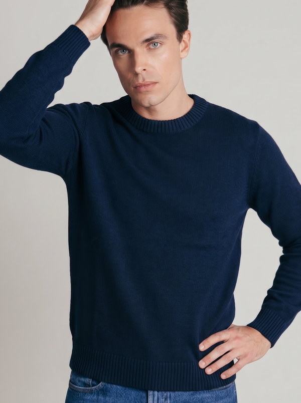 Classic Cotton Crewneck | Navy