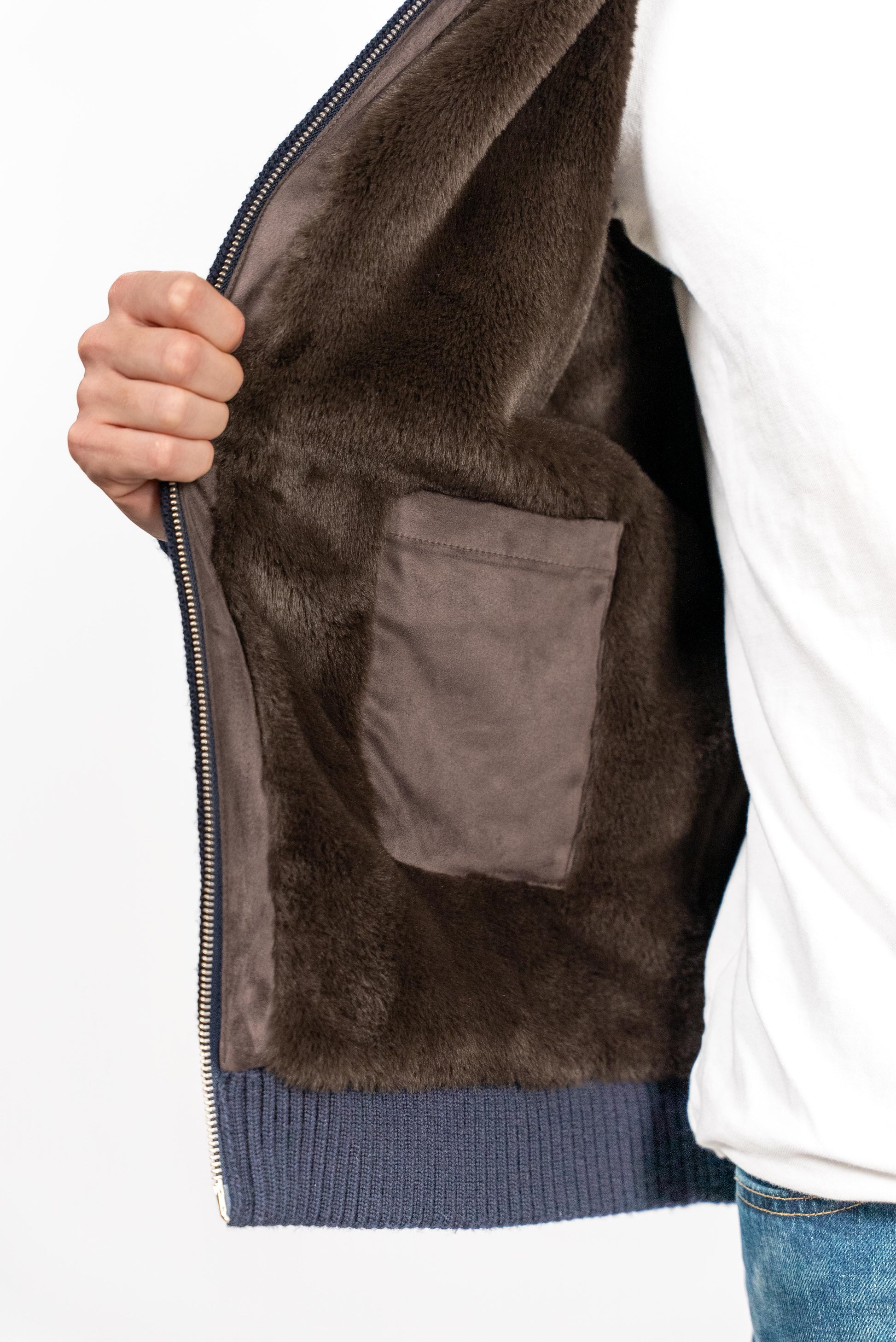 Full Fur lined Cardigan | Navy