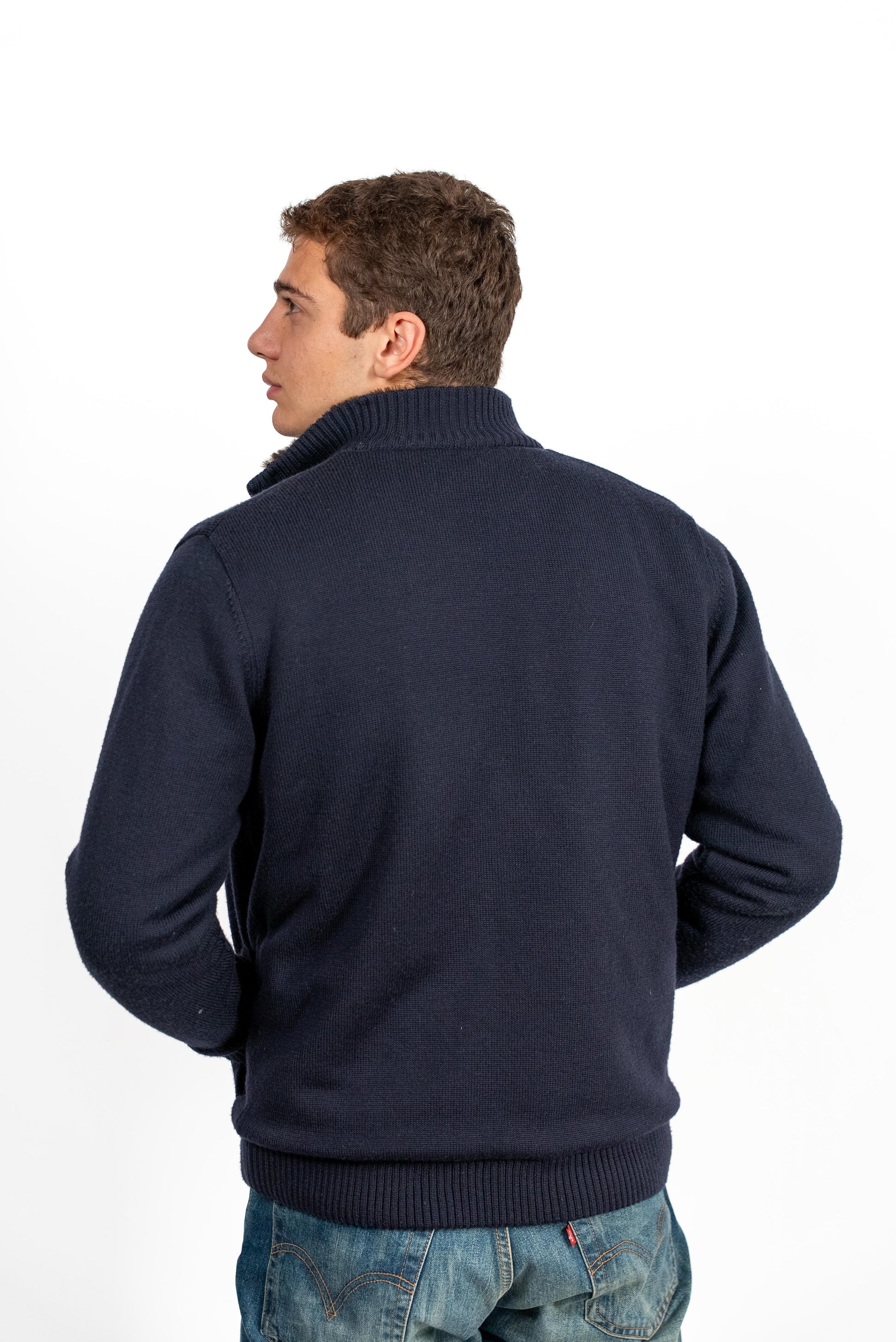 Full Fur lined Cardigan | Navy