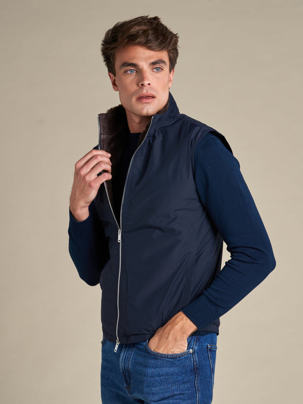 Fur Lined Gilet | Navy