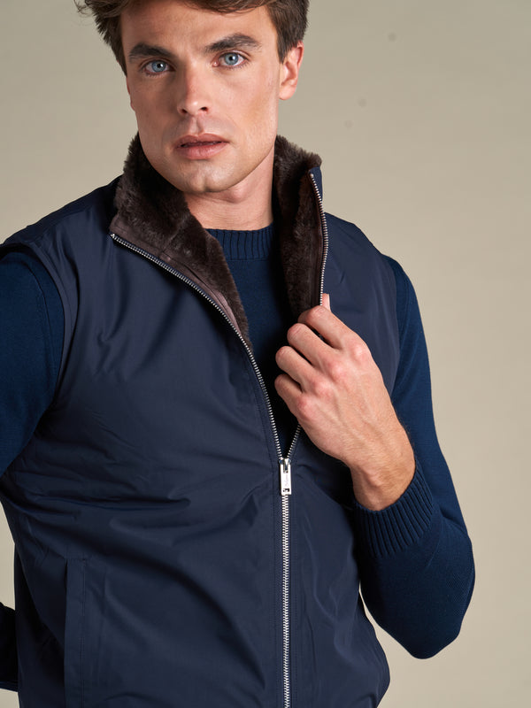 Fur Lined Gilet | Navy