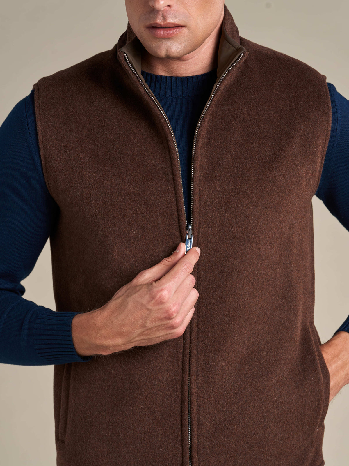 Reversible Wool Gilet | Brown