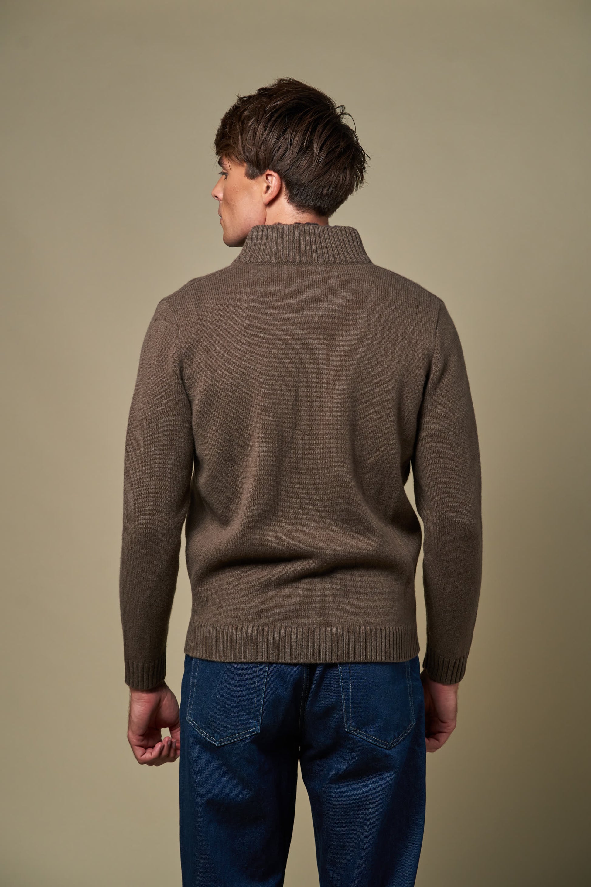 Genuine Fur Collar Cardigan | Tobacco