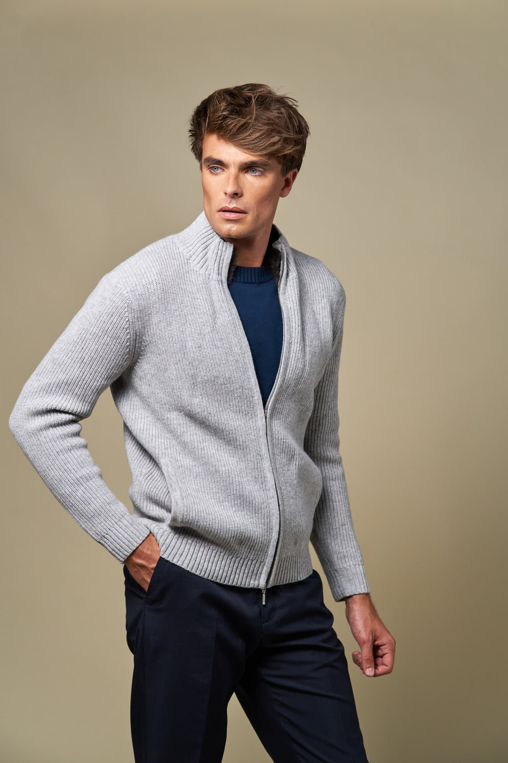 Genuine Fur Collar Blouson | Grey