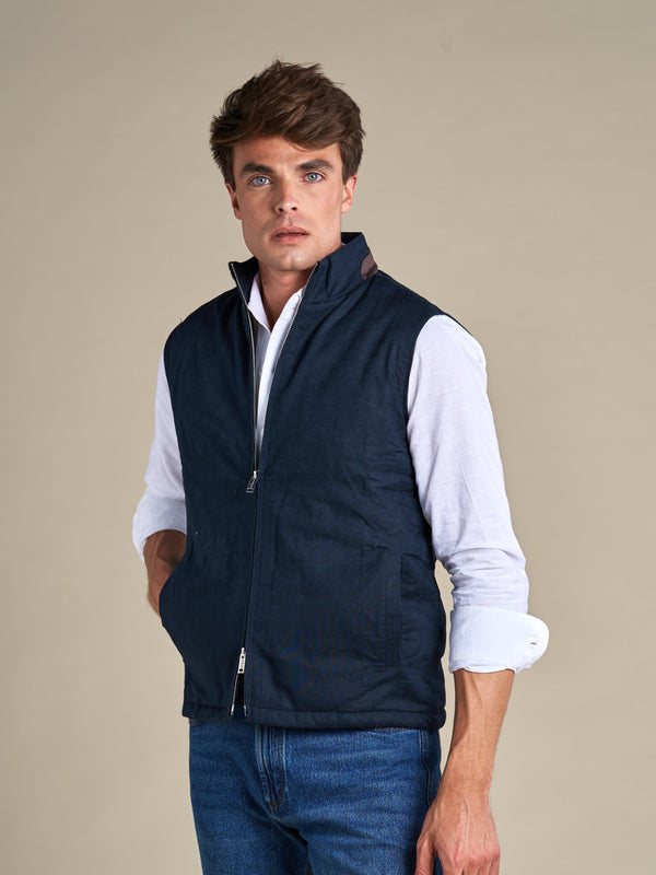 Linen gilet | Navy