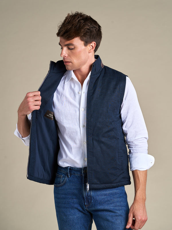 Linen gilet | Navy