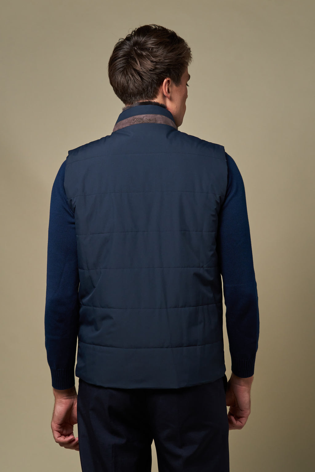 Fur Collar Gilet | Navy
