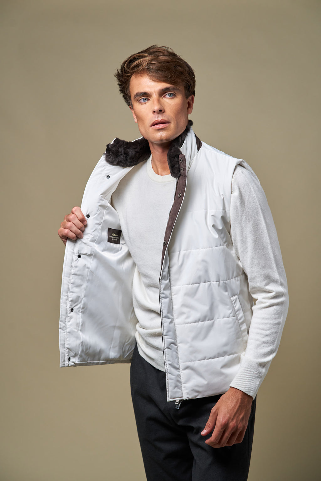 Fur Collar Gilet | White