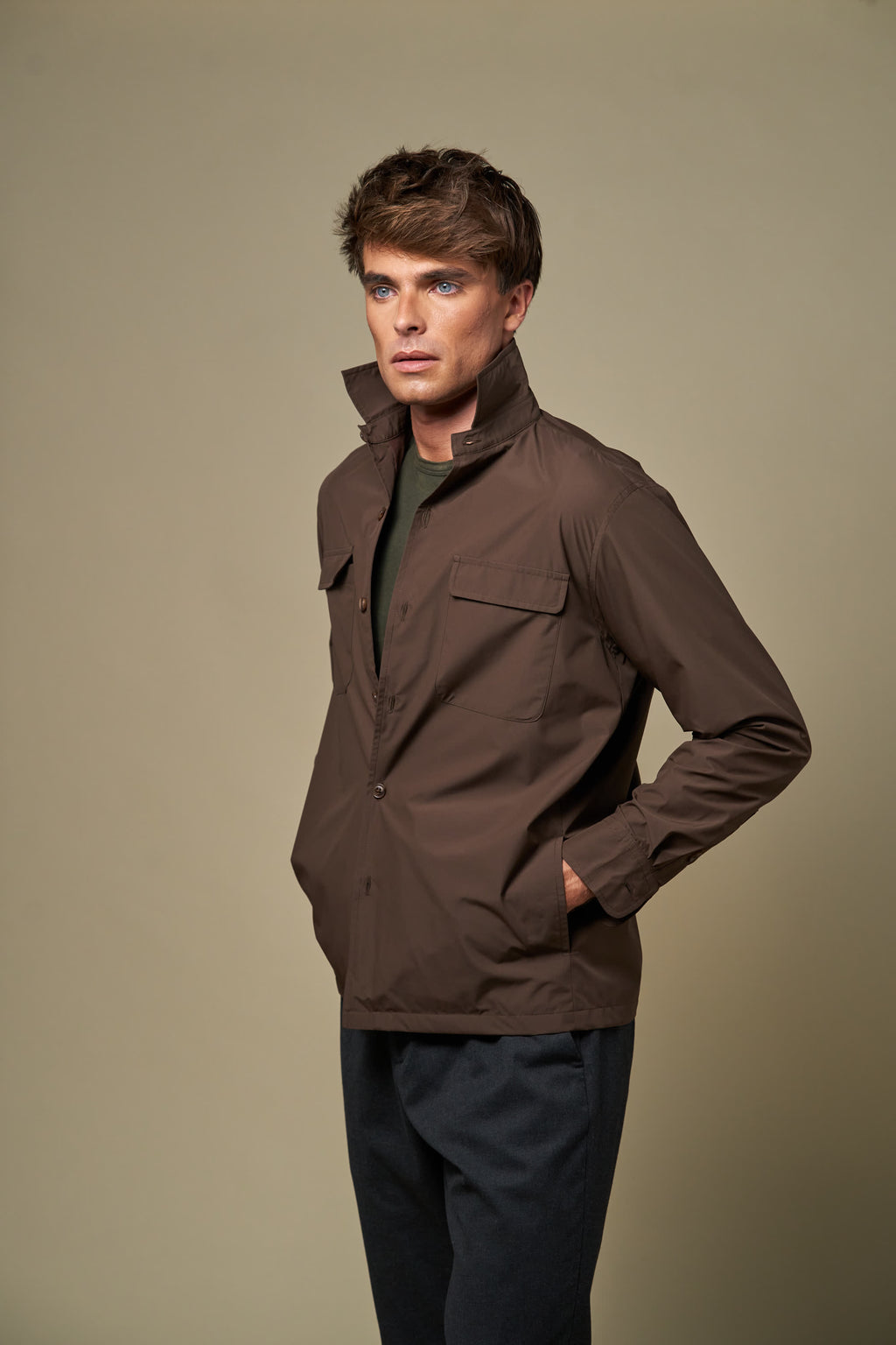 Polyester Overshirt | Brown