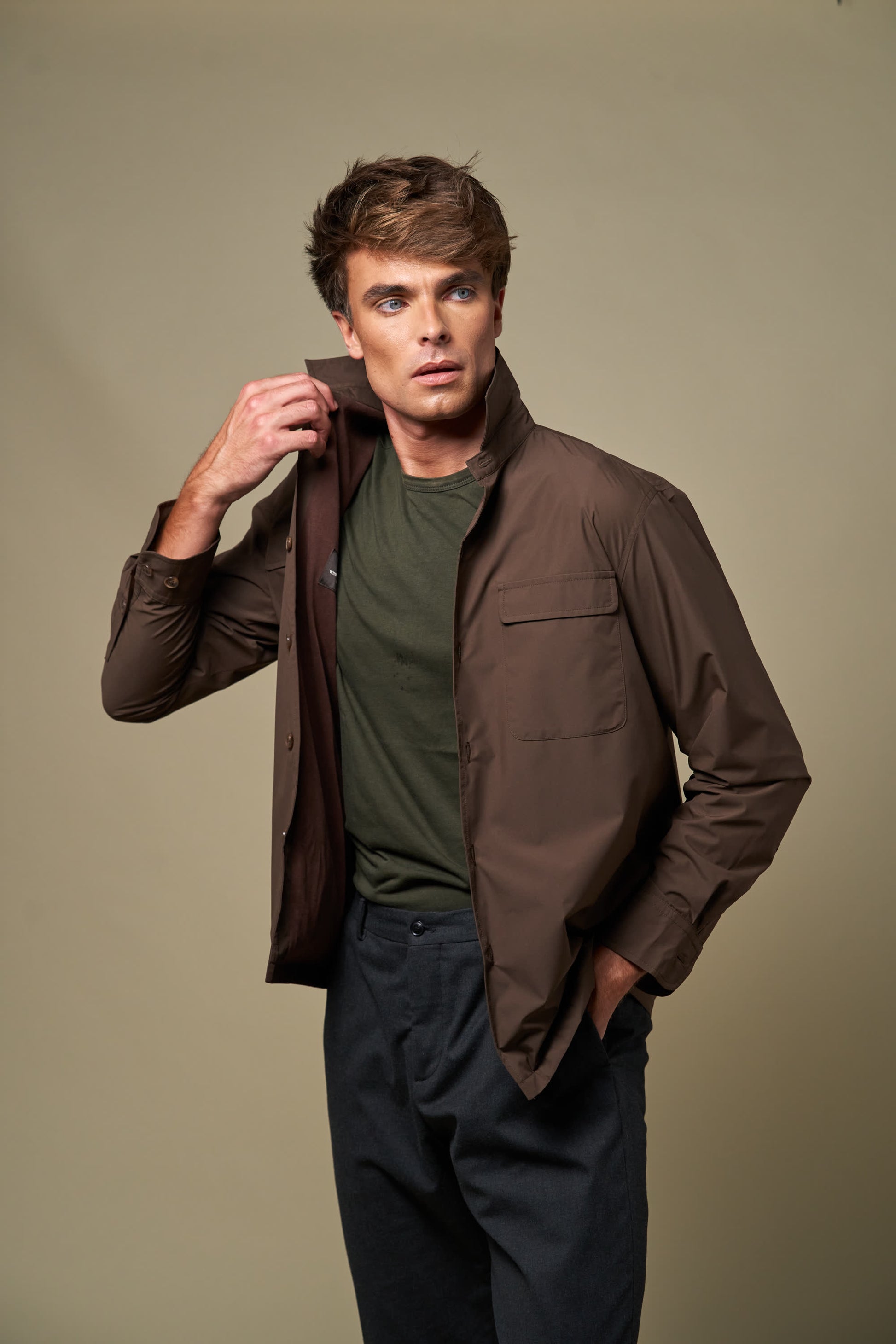 Polyester Overshirt | Brown