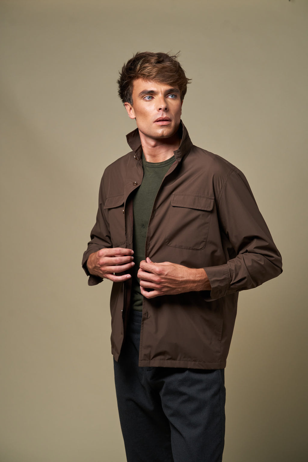 Polyester Overshirt | Brown