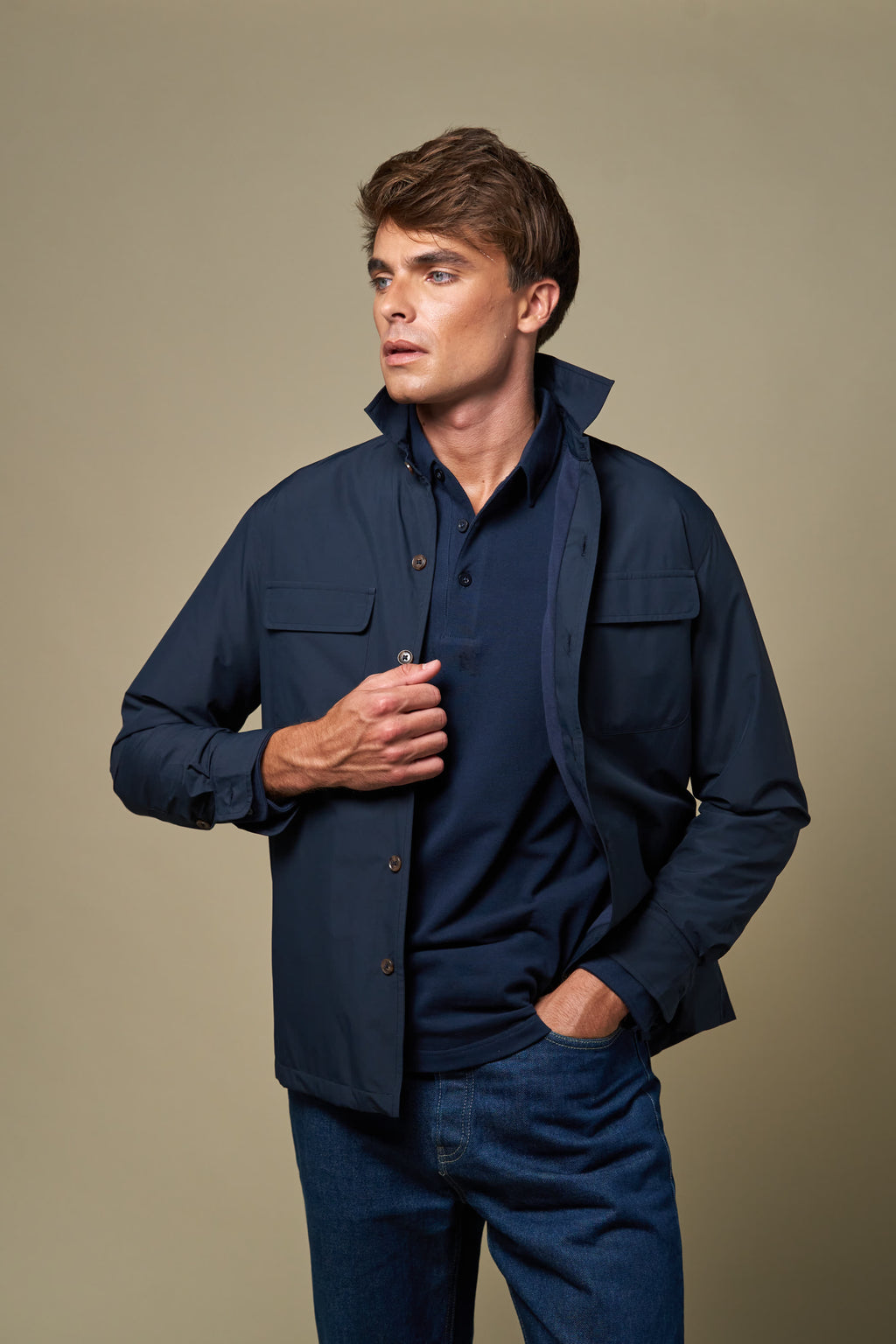 Polyester Overshirt | Navy