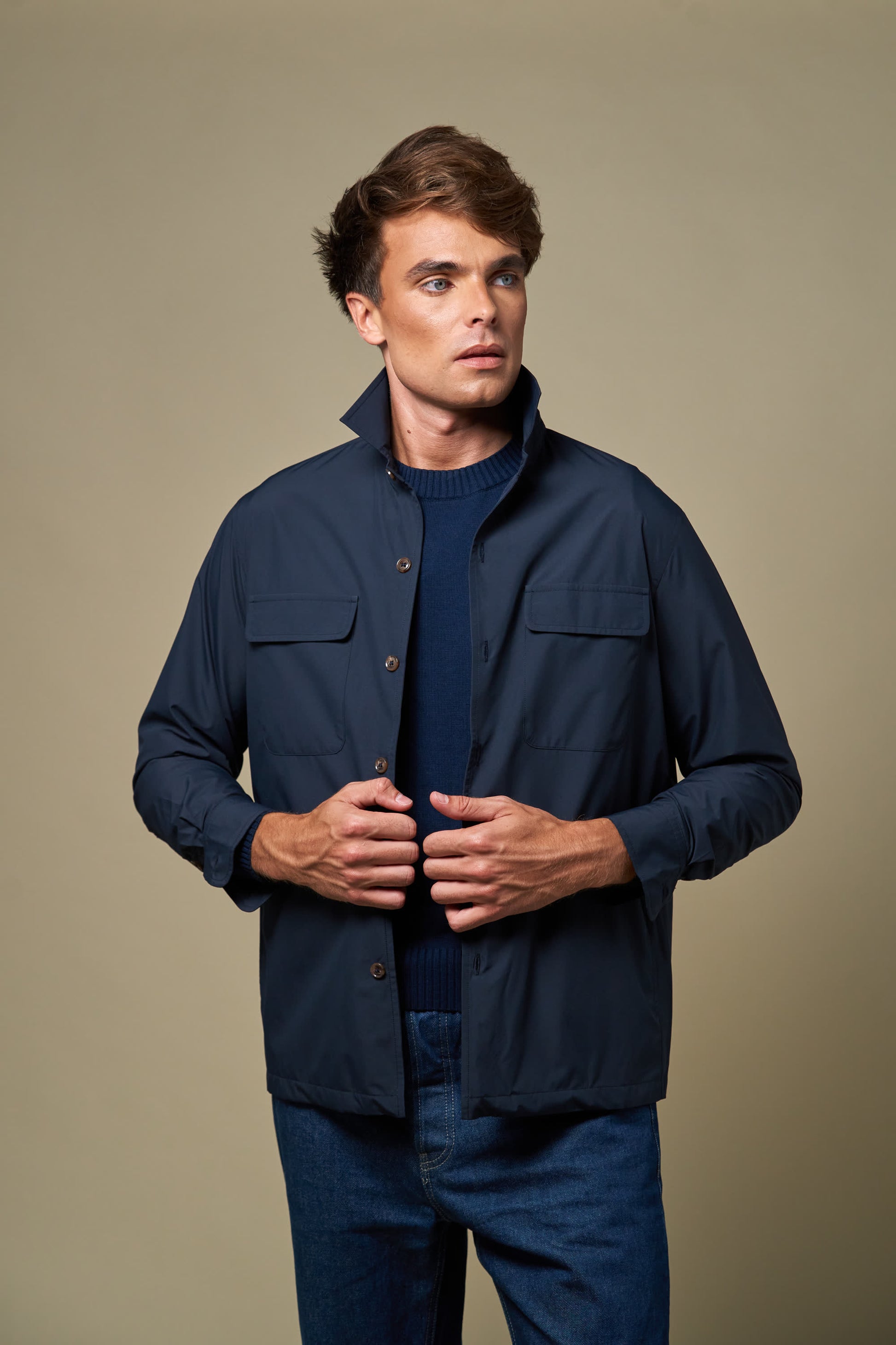 Polyester Overshirt | Navy