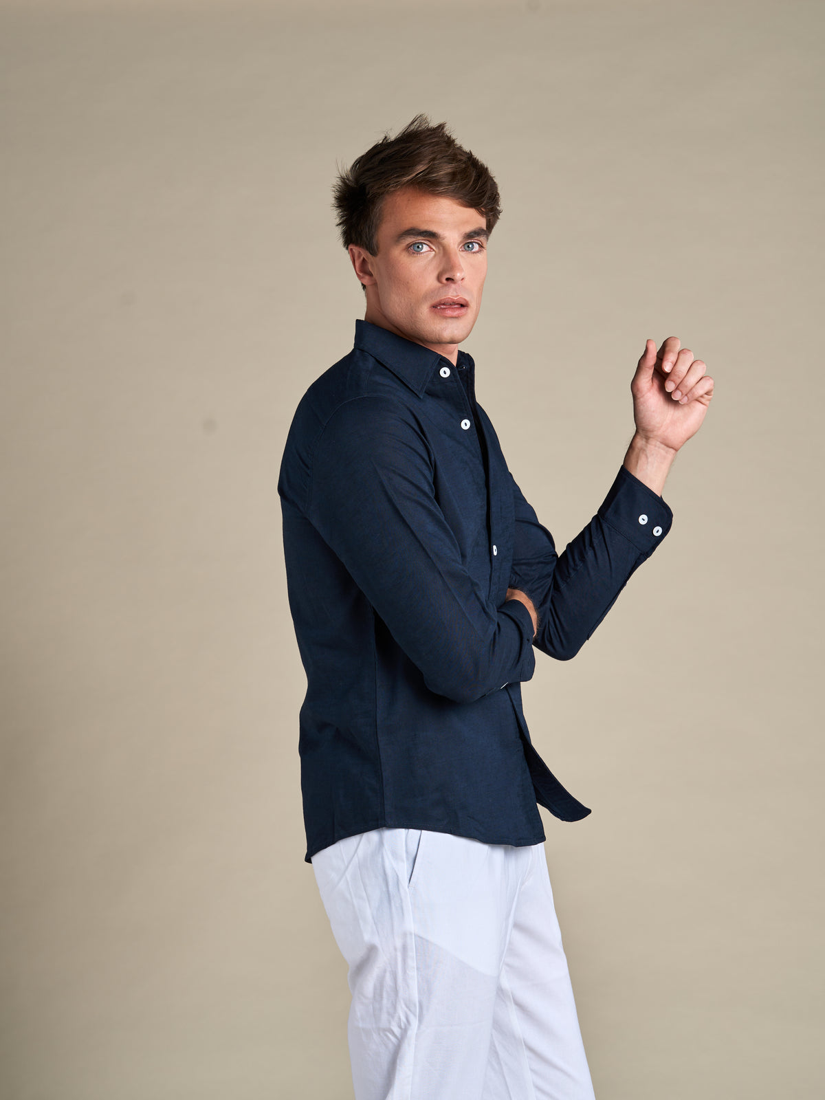 Portofino Linen Shirt | Navy