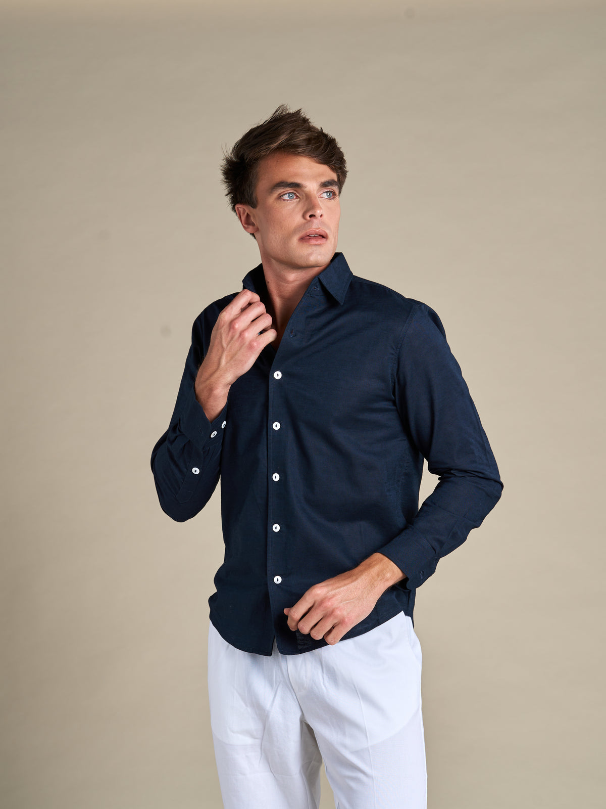 Portofino Linen Shirt | Navy