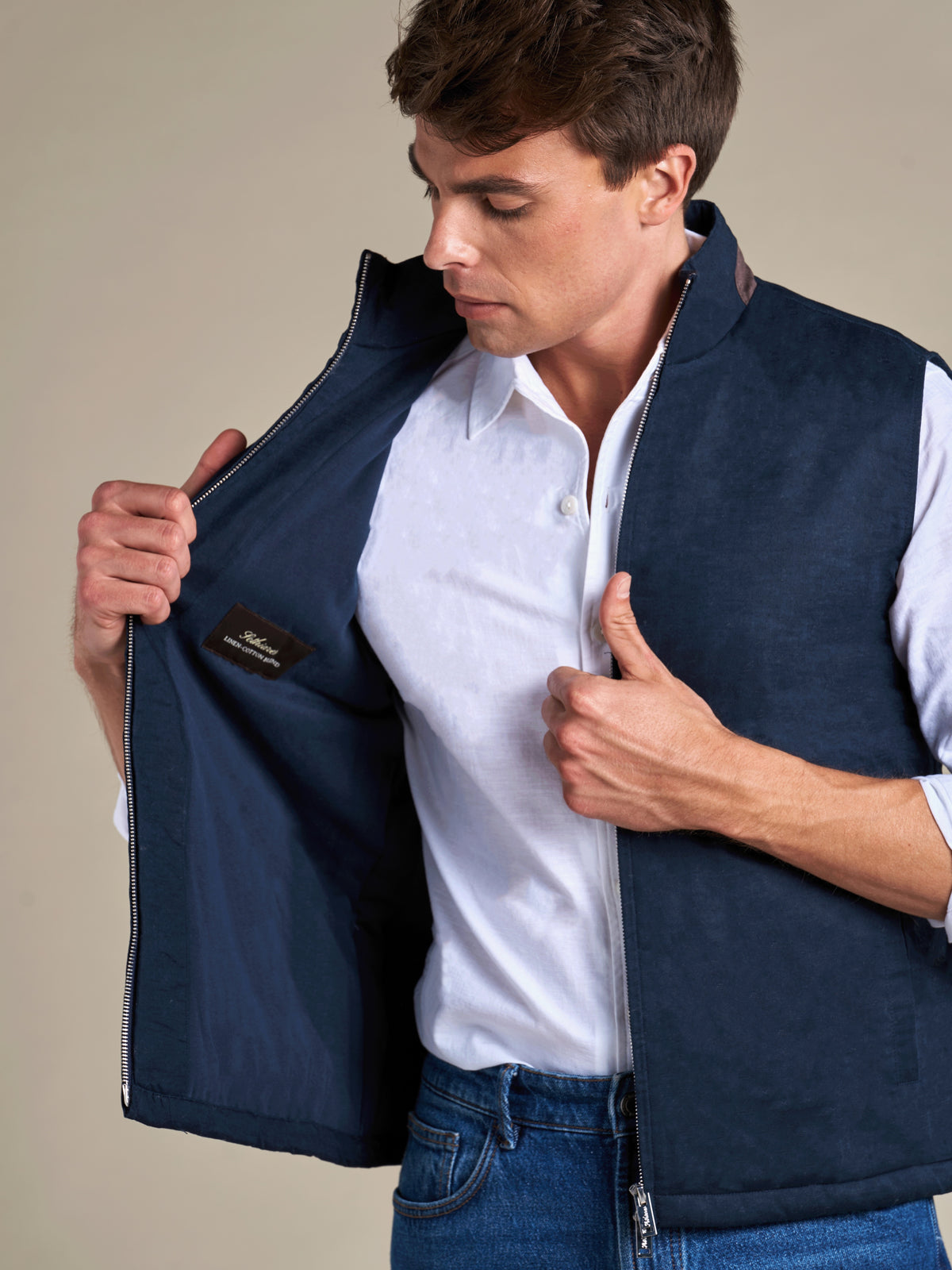 Linen gilet | Navy