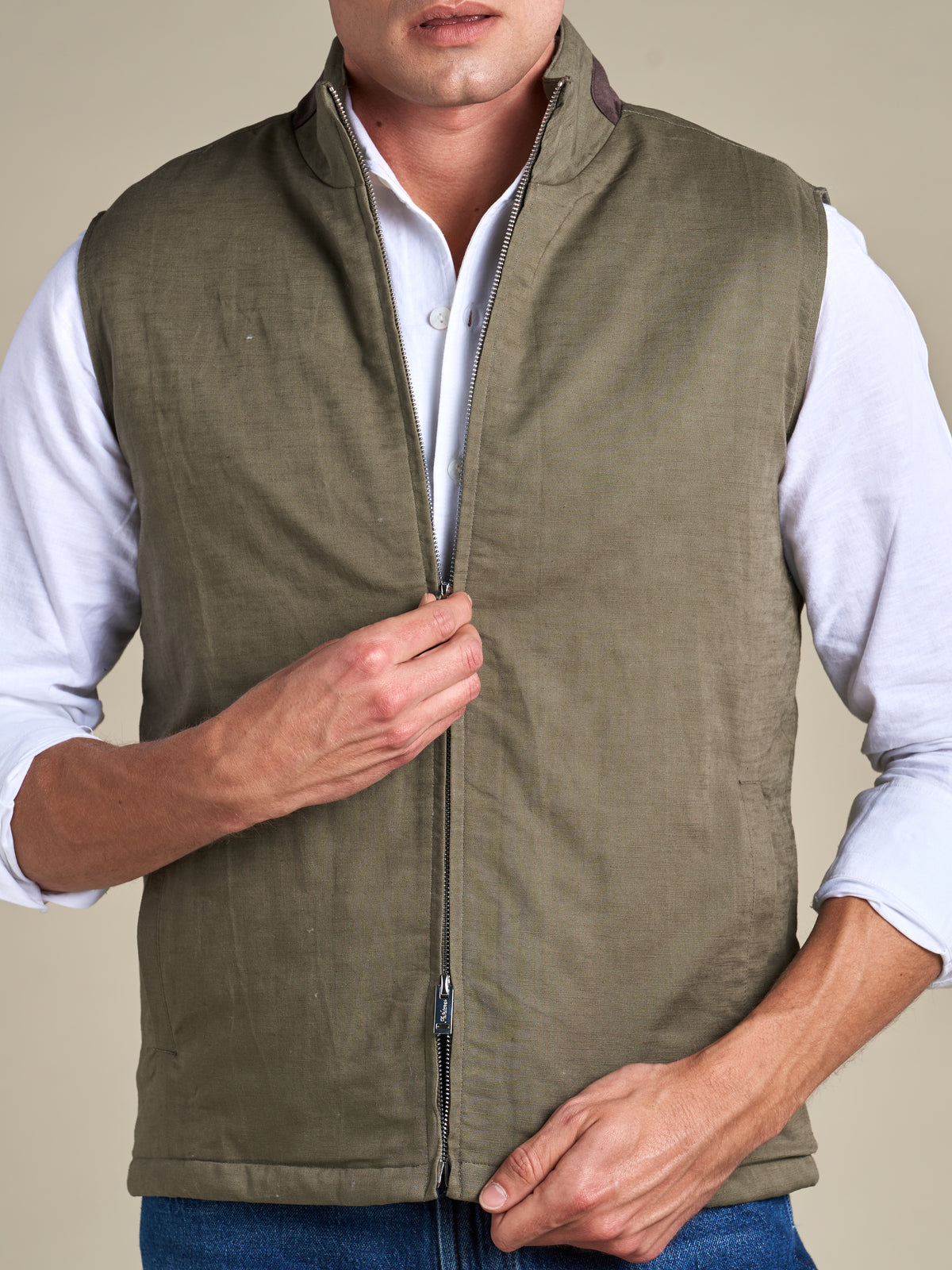 Linen gilet | Olive Green