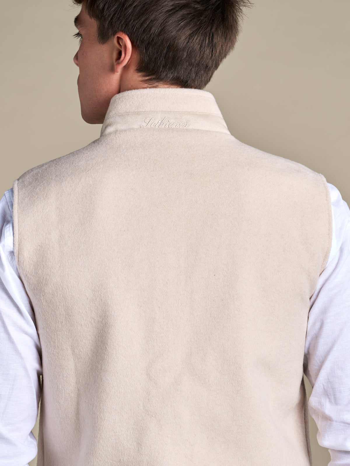 Reversible Wool Gilet | Beige/Navy