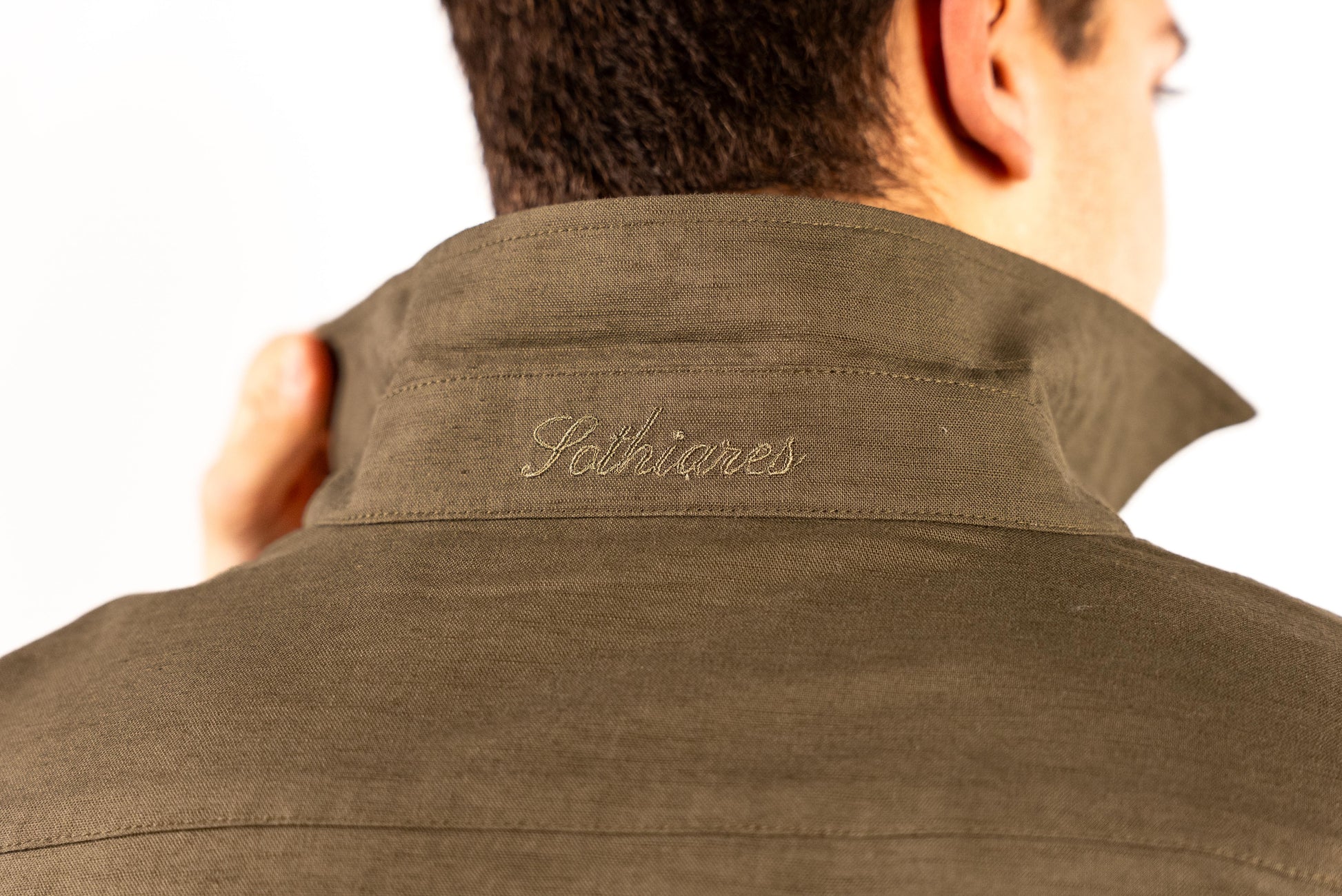 Military Green Linen Overshirt