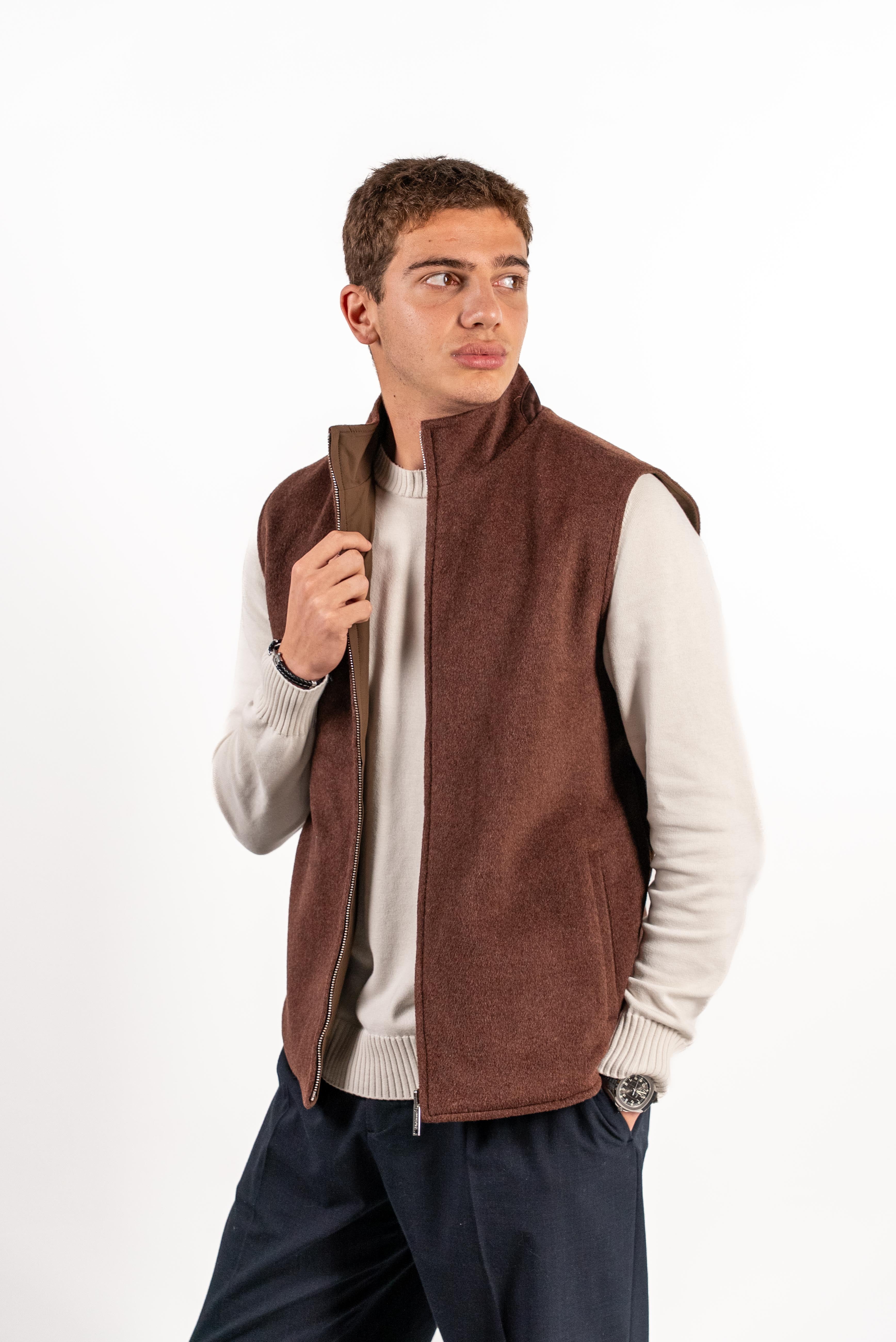 Reversible Wool Gilet | Brown – Sothiares