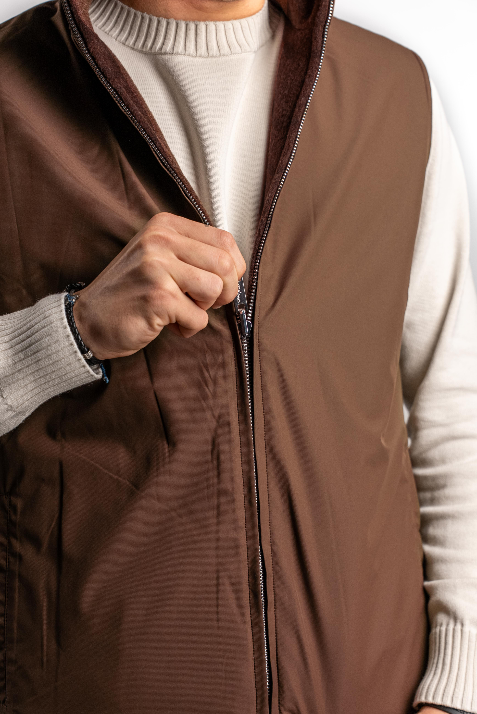 Reversible Wool Gilet | Brown