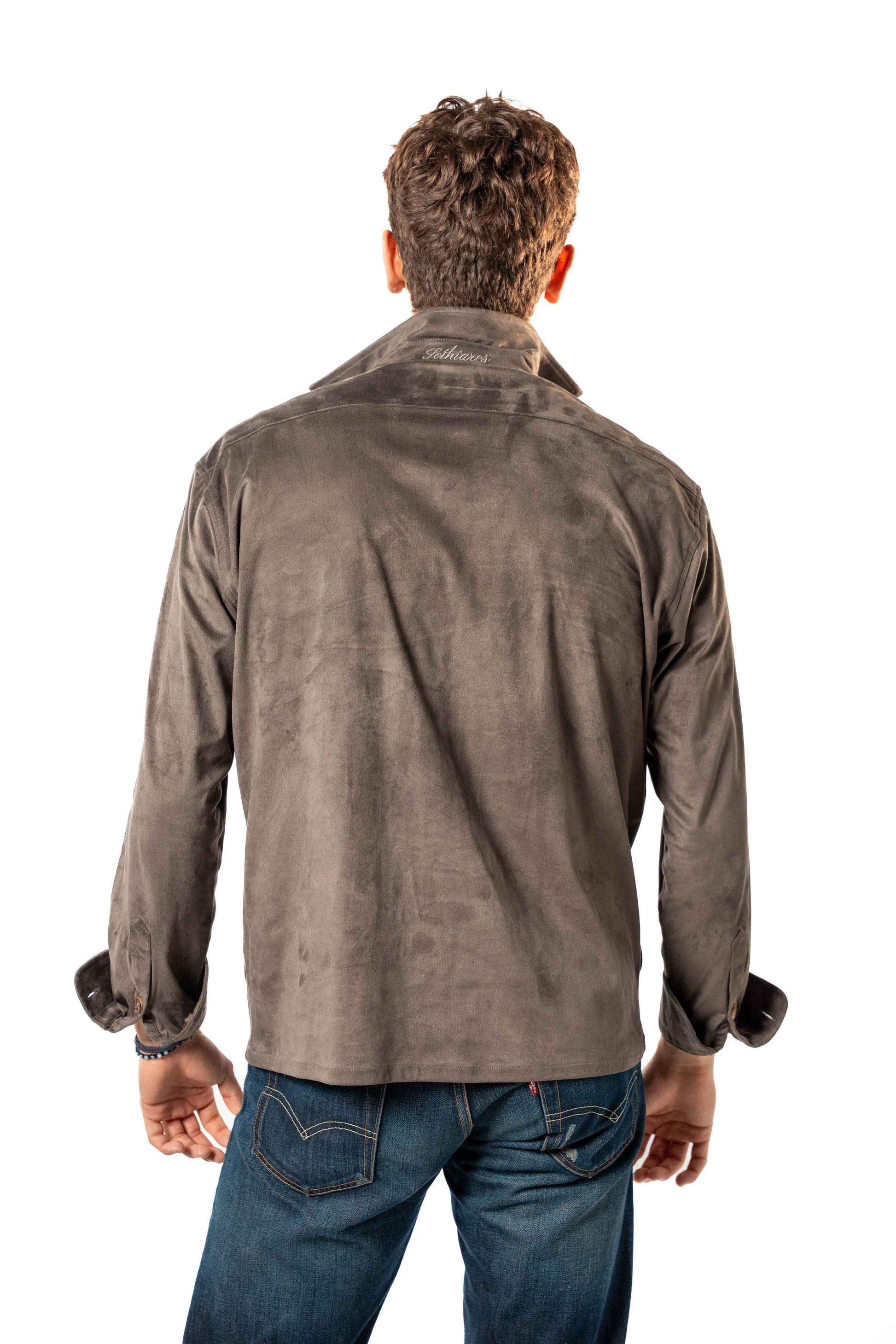 Faux Suede Overshirt | Brown