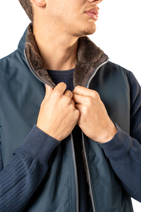 Fur Lined Gilet | Navy