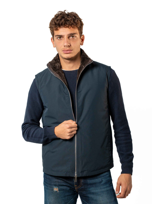 Fur Lined Gilet | Navy